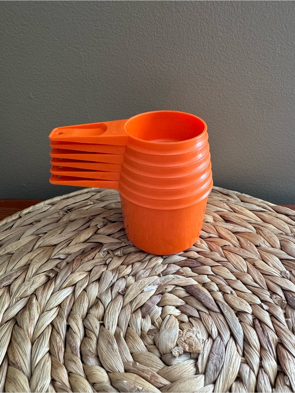 Vintage Tupperware Complete Set Measuring Cups - orange